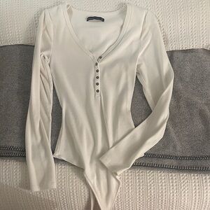 Abercrombie White Long Sleeve body suit